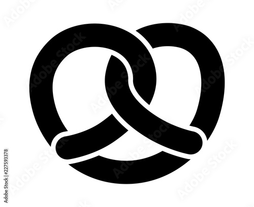 Soft pretzel twisted knot bread flat vector icon for apps and websites