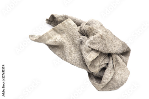 Cloth rag with stains on white background.