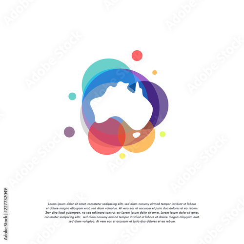 Colorful Australian logo vector, Australia map logo designs template, design concept, logo, logotype element for template