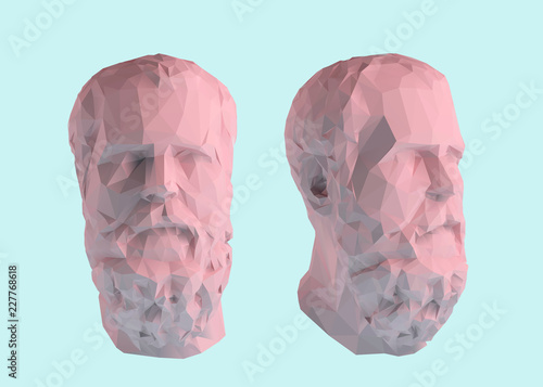 Pink Pastel Socrates Head Vector 3D Rendering