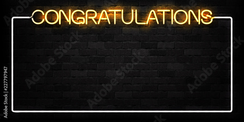 Vector realistic isolated neon sign of Congratulations frame logo for decoration and covering on the wall background.