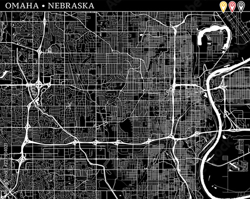 Simple map of Omaha, Nebraska