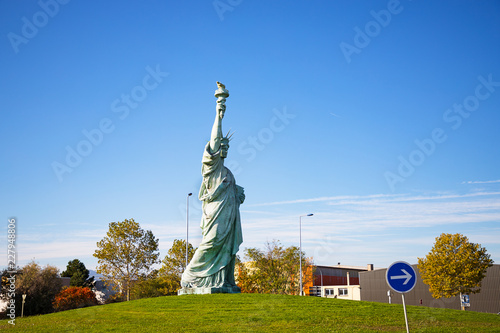 Copy of Statue of Liberty and blue sky. Colmar, France