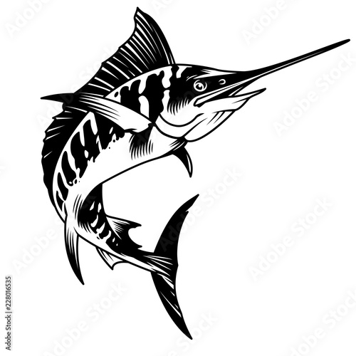 Vintage monochrome marlin fish concept