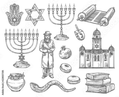 Judaism religion symbols, jewish objects