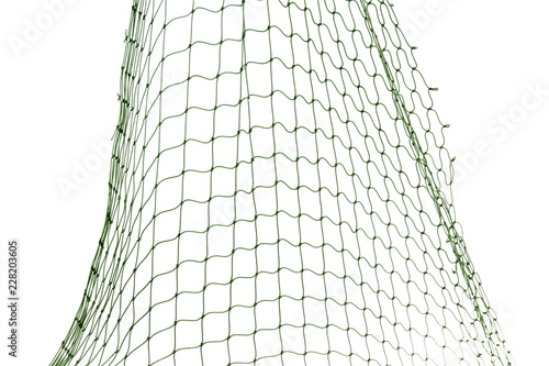 Fishing net on white background, closeup view