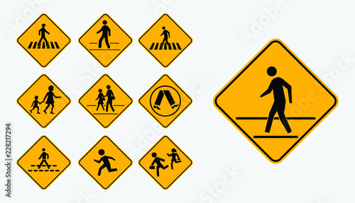 Set of pedestrian walk sign. easy to modify