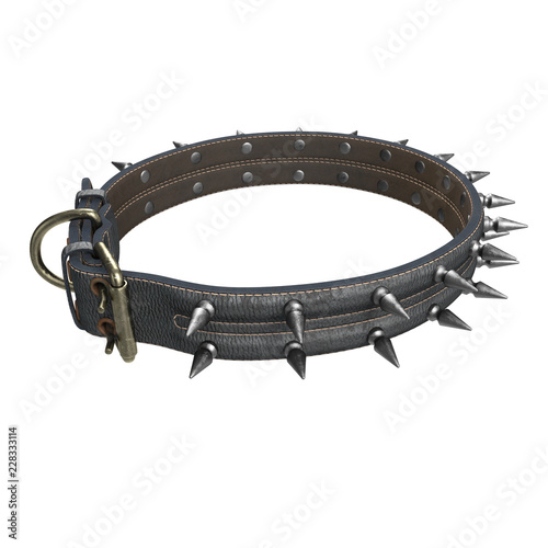 doggy leather collar on an isolated white background. 3d illustration