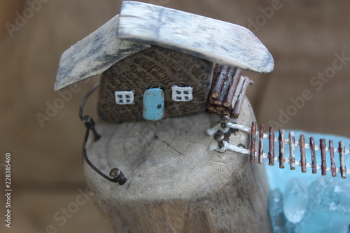 Handmade driftwood and sea glass clock