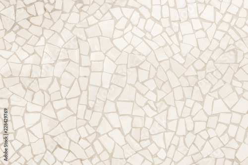 Broken tiles mosaic seamless pattern. Cream and Brown the tile wall high resolution real photo or brick seamless and texture interior background.