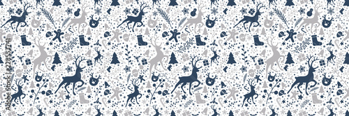 Christmas wrapping paper with ornaments and seamless pattern. Vector.