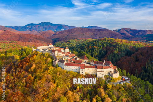 Landscape with Medieval fortress Rasnov, Brasov , Transylvania, Romania