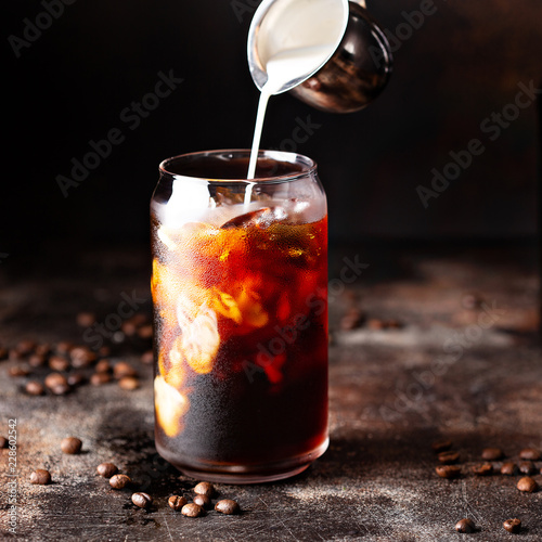 Cold brew iced coffee in glass bottles