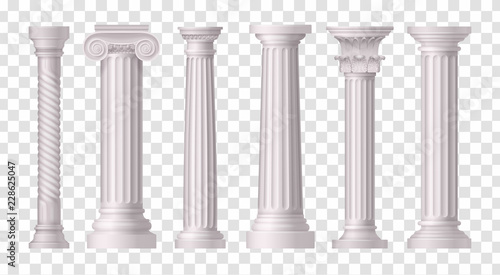 Antique White Columns Transparent Icon Set
