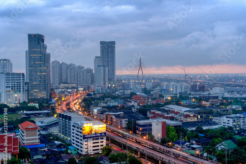 BANGKOK, THAILAND. October 06, 2018; Bangkok Cityscape, Business district with high building at sunset (Bangkok, Thailand)