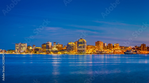 View of downtown Halifax with Purdy's Wharf and modern buildings, Halifax, Nuova Scotia, Canada.