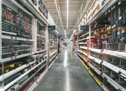 Warehouse aisle of building materials in industiral store