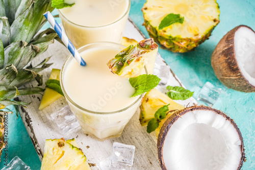 Iced pina colada cocktail