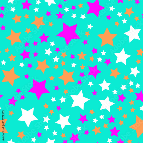 Stars and sky Seamless vector EPS 10 Flat geometric pattern texture. Multicolor abstract background for print and textile