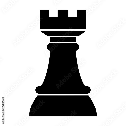Simple rook (chess piece) icon. Black silhouette. Flat design. Isolated on white