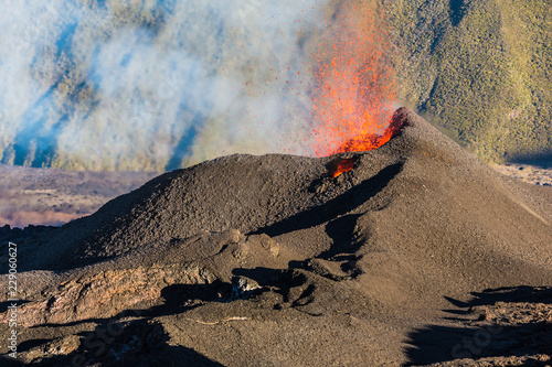 Volcano in Eruption, Year 2017, Reunion Island, piton de la fournaise