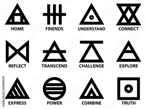 Set of simple minimal outline tattoo sign symbol concept