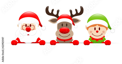 Santa, Rudolph & Elf Banner