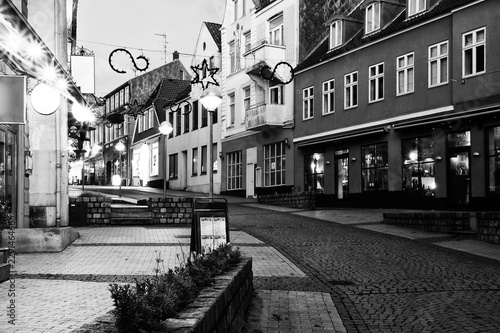 Evening in Sonderborg, Southern Denmark. Black and White