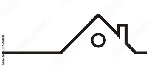 silhouette of house, roof with smokestack, vector icon