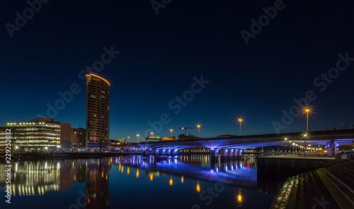 Belfast City by River Lagan at Night