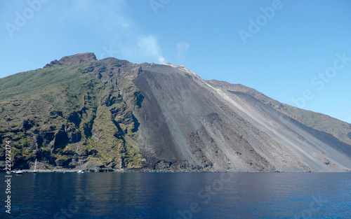 View of Stromboli, volcano of the Aeolian Islands Archipelago, Italy