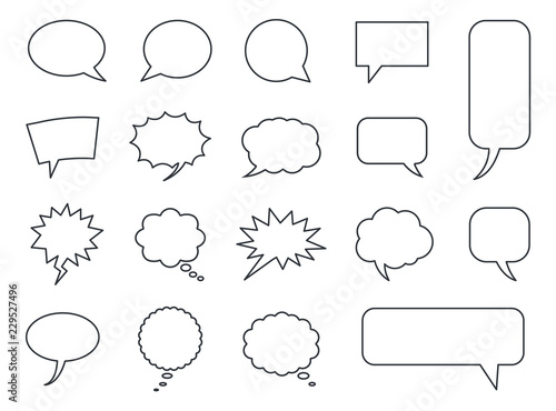 speech bubble icons vector set, comic dialog clouds