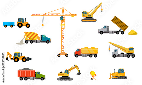 Twelve units of vector construction equipment