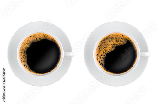 Two cups of coffee top view