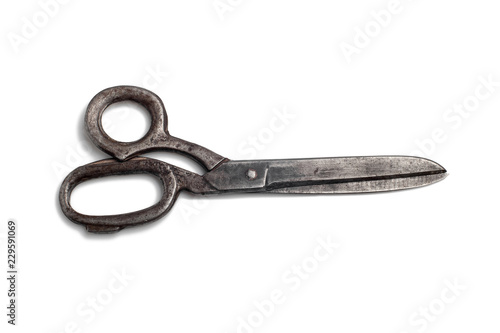 vintage metal scissors on isolated