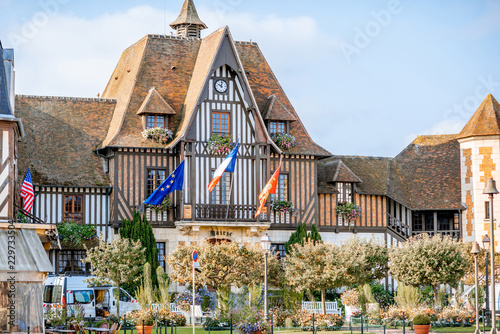 Town hall building during the morning light in Deauville, famous french town in Normandy