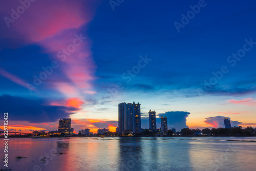 Thailand Bangkok, 5 May 2018 : The Sunset Chao Phraya River.