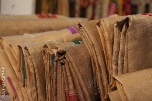 assam silk at display in an exhibition