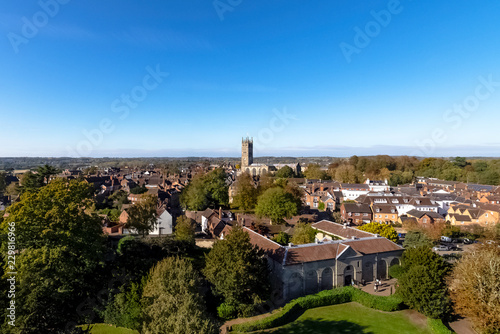 Aerial view of Warwick, Warwickshire, United Kingdom