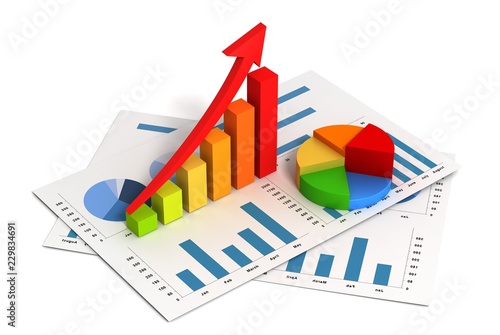 business finance graph 3d illustration