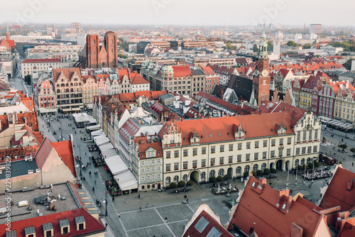 The Old Town Hall in a medieval Market Square in Wroclaw. It is one of the largest markets in Europe, with the largest two city halls in Poland.
