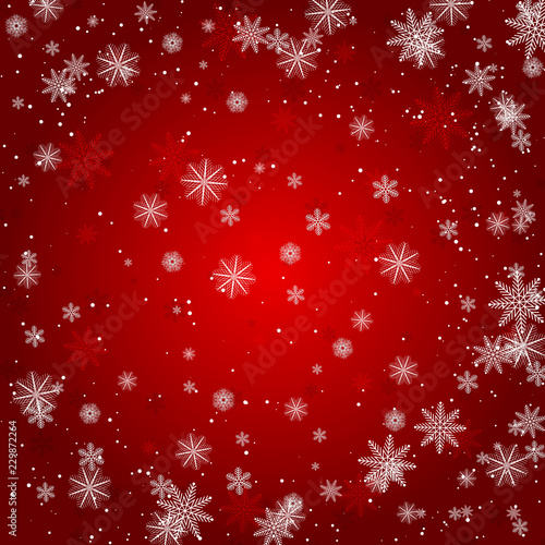 Christmas snowflake with night star light and snow fall abstract bakcground vector illustration eps10