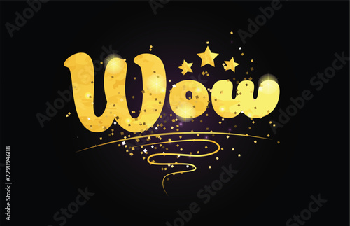 wow star golden color word text logo icon