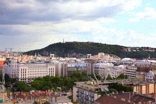 Aerial skyline view of Budapest from the top of Saint Stephen Basilica