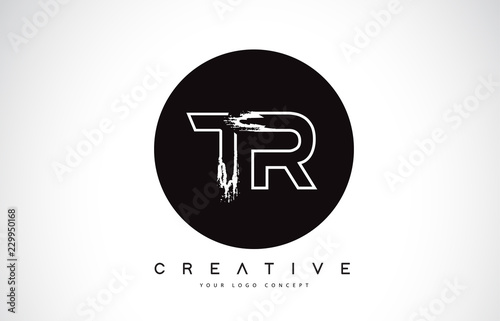 TR Modern Leter Logo Design with Black and White Monogram. Creative Letter Logo Brush Monogram.