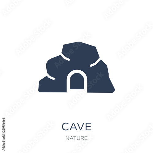 cave icon. Trendy flat vector cave icon on white background from nature collection