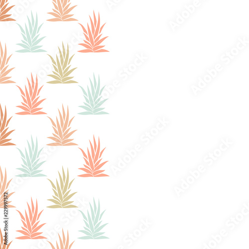 Leaflet with succulent bush and empty space. Succulent bush seamless pattern on white background. Vector illustration.