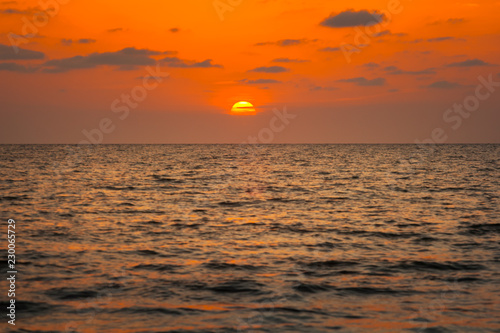 Beautiful sunset on the Black sea. Gold sea sunset.Poti, Georgia