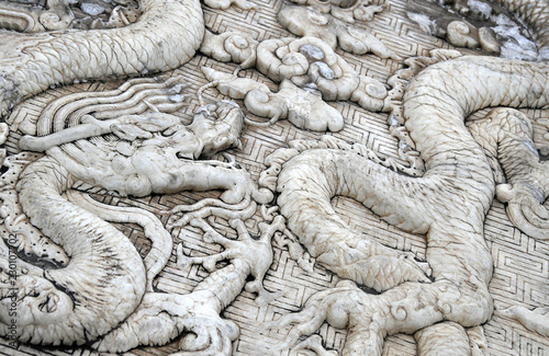 Large stone carving on the territory of the Temple of Heaven (Altar of Heaven), Beijing, China