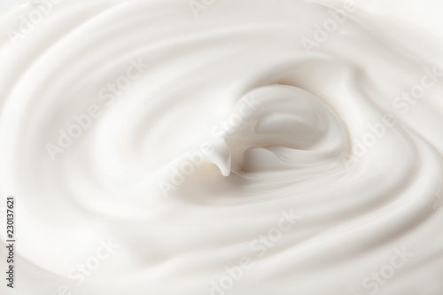 sour cream in glass, mayonnaise, yogurt, isolated on white background, clipping path, full depth of field